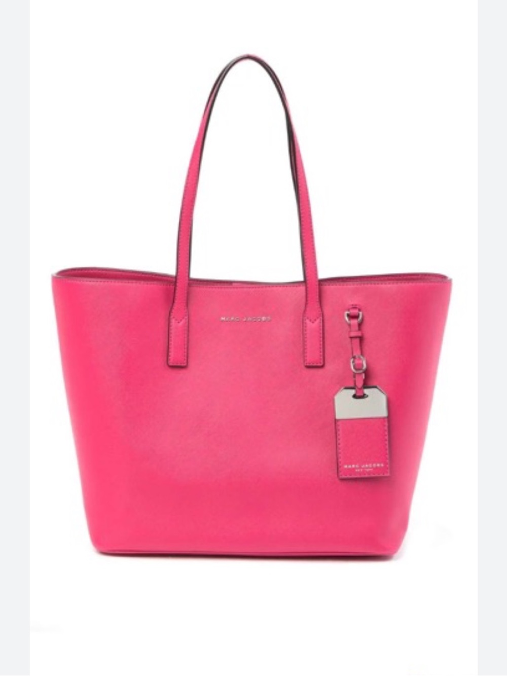 Marc Jacobs Large Luggage Tag Tote Bag Carryall in Hot Pink Saffiano Leather